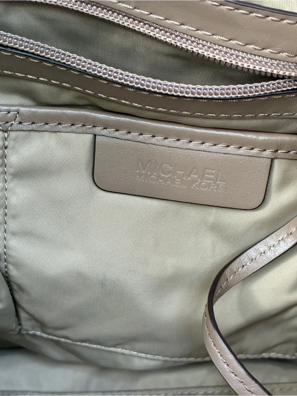 MICHAEL KORS BAG,Michael Kors Beige and Tan Leather-Trim Tote